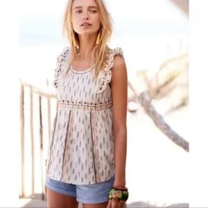 Sezane Tops Sezane Dilma Cotton Embroidered Sleeveless Top